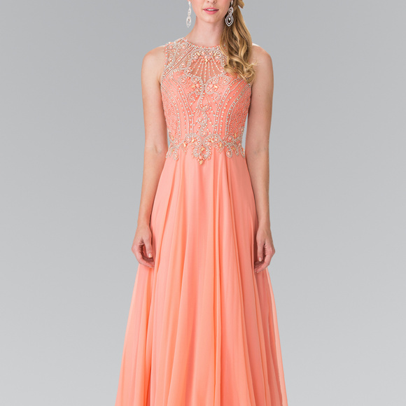 Beaded Chiffon Long Prom Dress GL2343